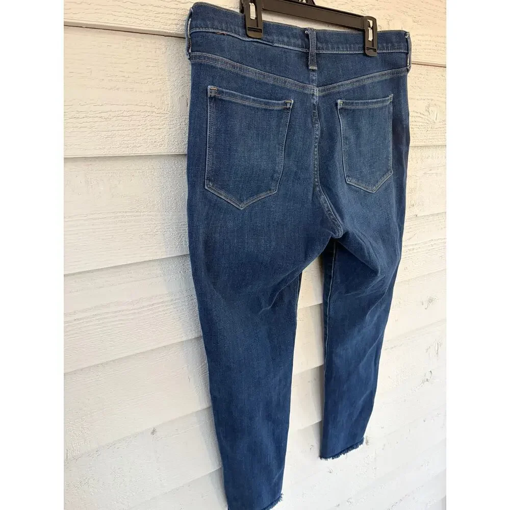 Banana Republic Mid Rise Skinny Jeans Dark Wash Raw Hem Women’s 31x27 - Picture 6 of 6